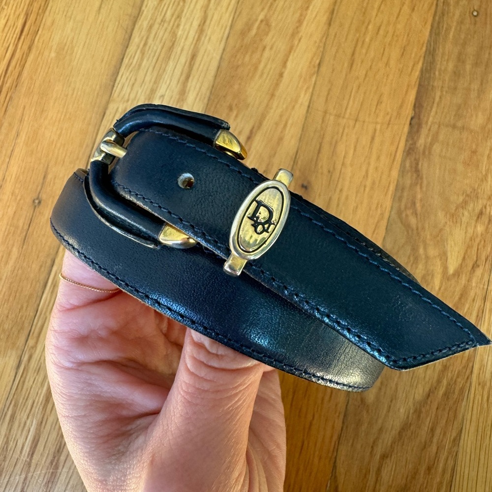 Christian Dior Vintage Blue Leather Women’s Belt. Size Small GUC